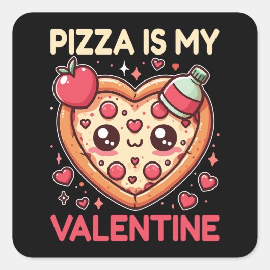 Pizza ist mein Valentinherz geformt Quadratischer Aufkleber (Vorderseite)