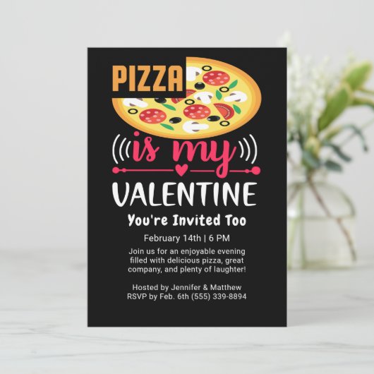 Pizza ist mein Valentinisches Party Einladung (Stehend Vorderseite)