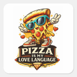 Pizza Ist Meine Liebe Lustiges Pizza-Liebhaber-Ges Quadratischer Aufkleber