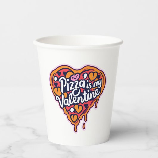 Pizza ist meine Valentine! Pappbecher (Vorderseite)