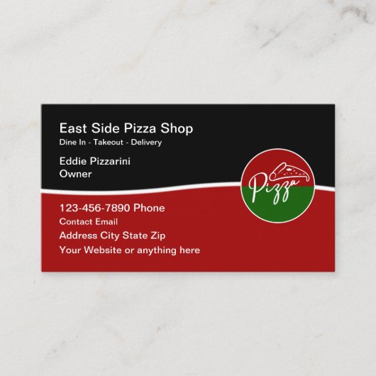Pizza Italian Restaurant Business Card Design Visitenkarte (Vorderseite)