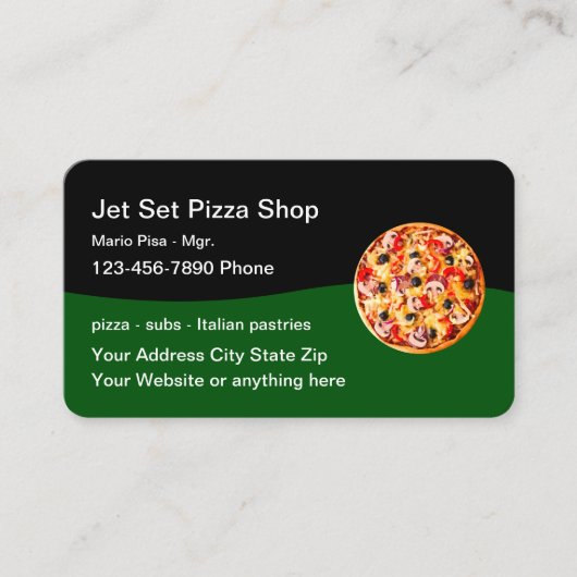 Pizza Italian Restaurant Business Card Vorlage Visitenkarte (Vorderseite)