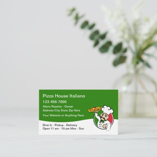Pizza Italian Restaurant Business Cards New Visitenkarte (Stehend Vorderseite)