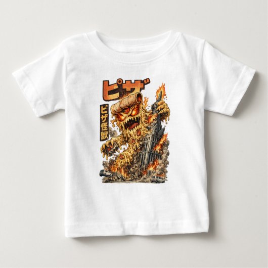 Pizza Kaiju – The Cheesy Destruction Baby T-shirt (Vorderseite)