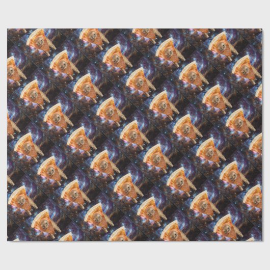 Pizza-Katze in Raum-tragender Pizza-Scheibe Geschenkpapier (Flach)
