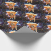 Pizza-Katze in Raum-tragender Pizza-Scheibe Geschenkpapier (Ecke)