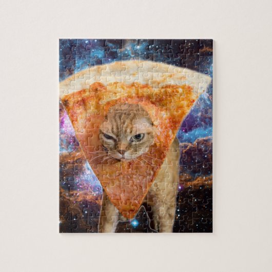Pizza-Katze in Raum-tragender Pizza-Scheibe Puzzle (Vertikal)