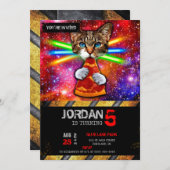 Pizza Katze mit Lasern Einladung (Vorne/Hinten)
