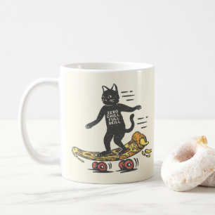 Pizza Katze Skateboard Kaffeetasse