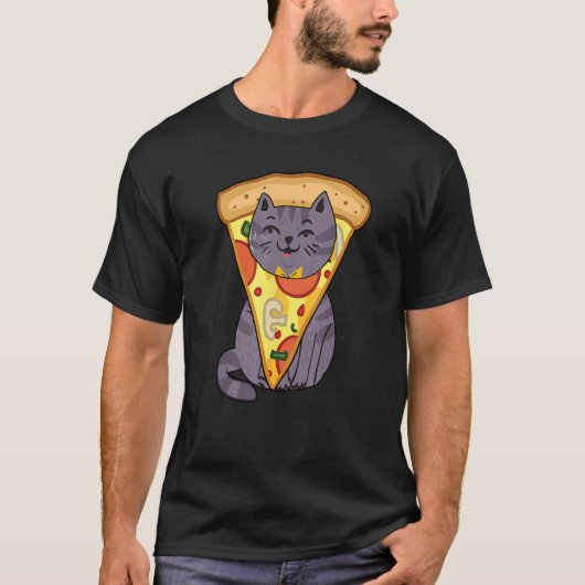 Pizza Katze T-Shirt (Vorderseite)