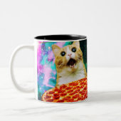 Pizza-Katze Zweifarbige Tasse (Links)