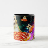 Pizza-Katze Zweifarbige Tasse (Mittel)