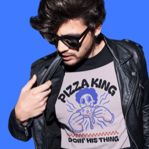 Pizza King Retro lustiger T - Shirt