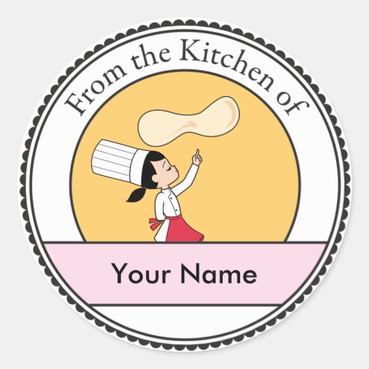 Pizza Koch Art Runder Aufkleber (Vorderseite)