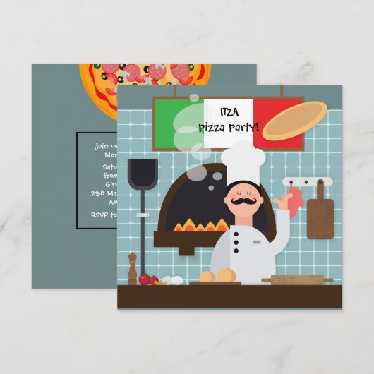 Pizza Koch Einladung (Vorne/Hinten)