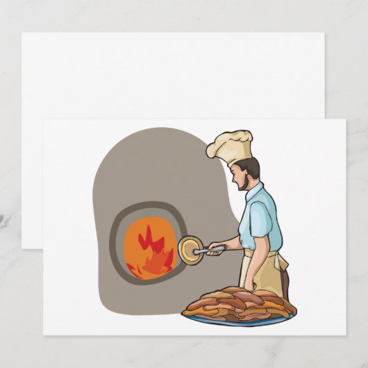 Pizza Koch Einladungen (Vorne/Hinten)