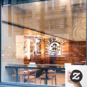 Pizza Koch gefeuert Brick Oven Pizzeria Fensteraufkleber