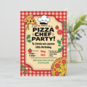 Pizza Koch Kindergeburtstag Party Einladung (Stehend Vorderseite)