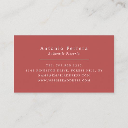 Pizza, Koch, Kochen Visitenkarte (Rückseite)