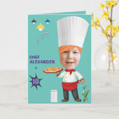 Pizza Koch 🎂 Kopf Hole Cook Fun Geburtstag Karte (Gelbe Blume)