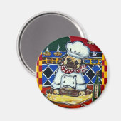 Pizza Koch Mops Magnet (Vorderseite/Rückseite)