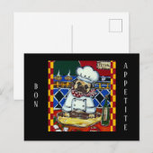 Pizza Koch Mops Postkarte (Vorne/Hinten)