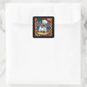 Pizza Koch Mops Quadratischer Aufkleber (Tasche)