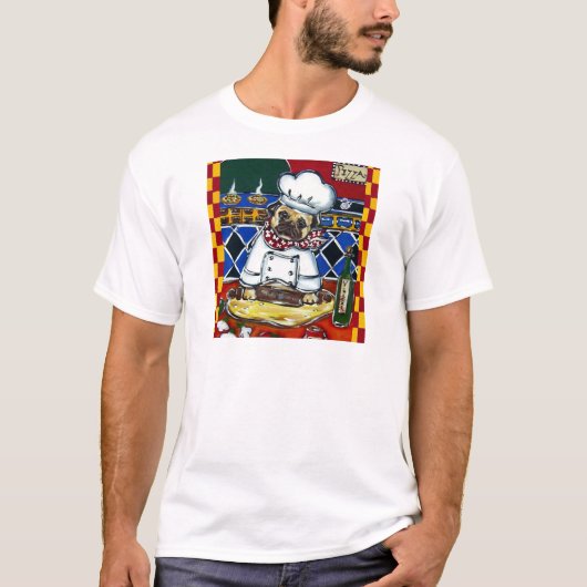 Pizza Koch Mops T-Shirt (Vorderseite)
