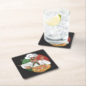 Pizza Koch Sketch Rechteckiger Pappuntersetzer (Vor Ort)