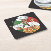 Pizza Koch Sketch Rechteckiger Pappuntersetzer (angewinkelt)