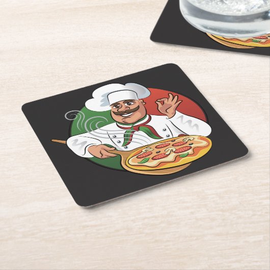 Pizza Koch Sketch Rechteckiger Pappuntersetzer (angewinkelt)