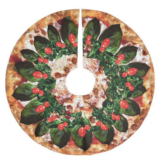 Pizza-Kranz-Weihnachtsbaum-Rock Polyester Weihnachtsbaumdecke (Vorderseite)