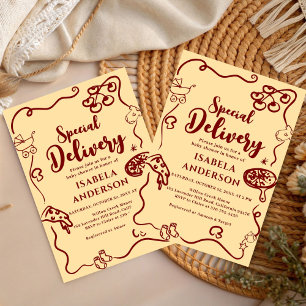Pizza Kritzel-Sondersendung Baby Shower Einladung