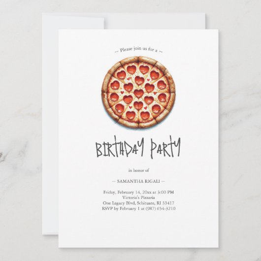 Pizza Lässige Geburtstagseinladungen Einladung (Vorderseite)