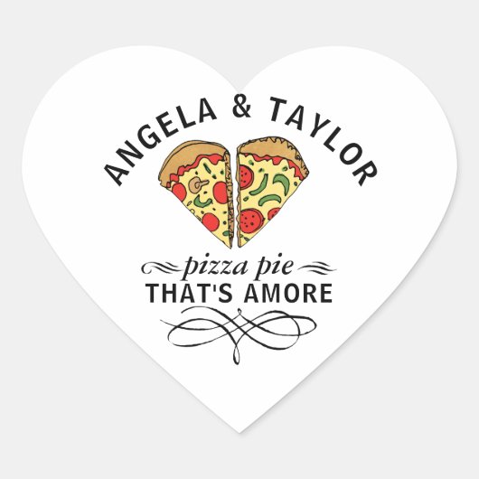 Pizza Liebe Couple Personalisiert Trendy Herz-Aufkleber (Vorderseite)