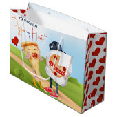 Pizza Liebe Funny Große Geschenktüte (Vorderseite Schrägansicht)