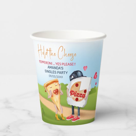 Pizza Liebe Funny Pappbecher (Rückseite)