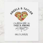 Pizza Liebe Trendy Wedding Monogram Date Weinetikett (Einzelnes Label)