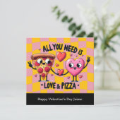 Pizza-Liebe Valentinstag Postkarte (Stehend Vorderseite)