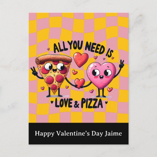 Pizza-Liebe Valentinstag Postkarte (Vorderseite)