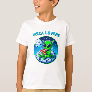 Pizza-liebende Alien auf dem Mond | Spaß kosmisch T-Shirt