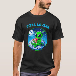 Pizza-liebende Alien auf dem Mond   Spaß kosmisch T-Shirt