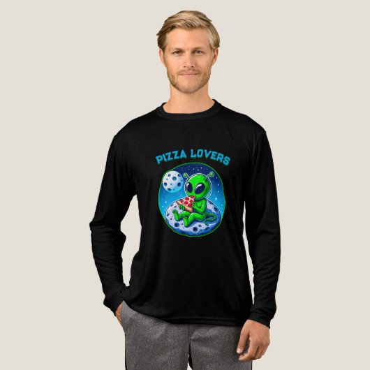 Pizza-liebende Alien auf dem Mond | Spaß kosmisch Tri-Blend Shirt (Volle Vorderseite)