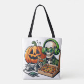 Pizza-liebendes Skelett: Gaming, Käseüberladung, Tasche (Rückseite)