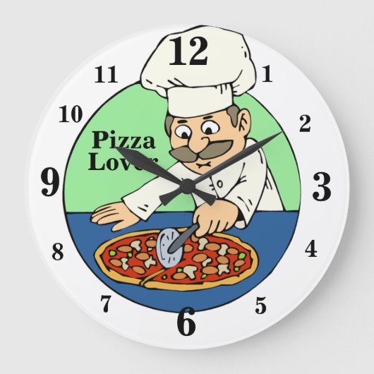 Pizza-Liebhaber-Küchen-Uhr mit Zahlen Große Wanduhr (Vorderseite)