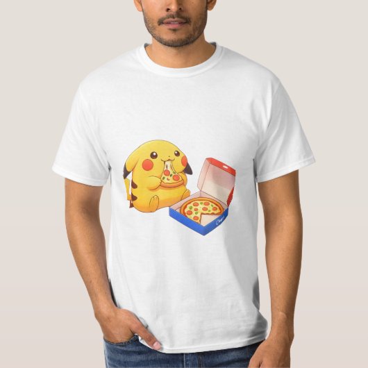Pizza Liebhaber Pikachu  T-Shirt (Vorderseite)