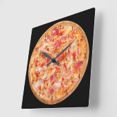 PIZZA Liebhaber Quadratische Wanduhr (Winkel)
