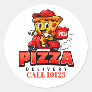🍕 Pizza-Lieferteam-Uniform Personal 🚚 Runder Aufkleber