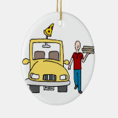 Pizza-Lieferungs-Fahrer Keramik Ornament (Rechts)