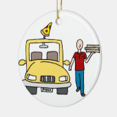 Pizza-Lieferungs-Fahrer Keramik Ornament (Links)